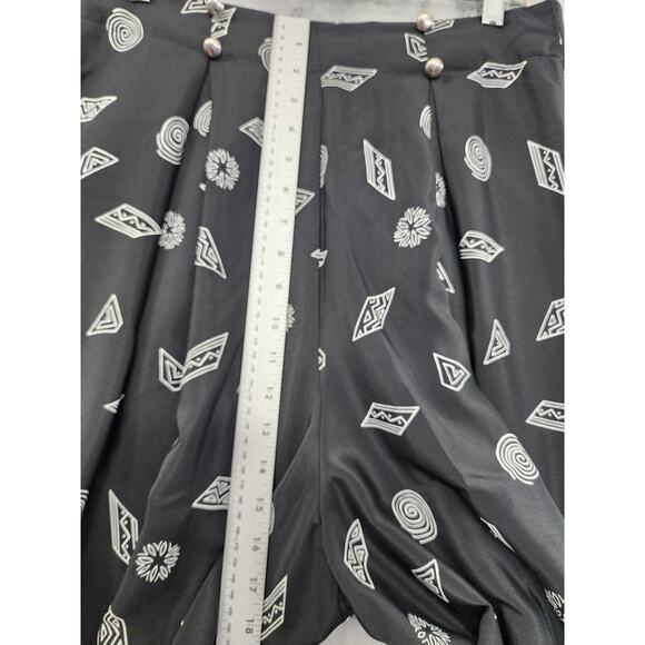 Vintage Leslie Fay Pants Womens 14 Black White Geometric Crop Wide Leg Culottes - Picture 9 of 12